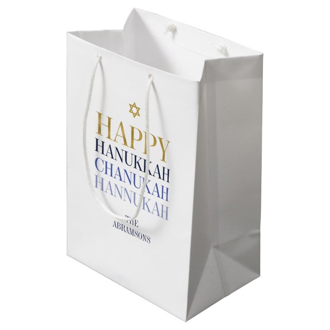 Lycklig Hanukkah Chanukah Helgdag Gift Bag (Framsidan Vinklad)