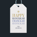 Lycklig Hanukkah Chanukah Helgdag Gift Märkres Presentetikett<br><div class="desc">Faux-simulerad utformning av guld-folie ingår i denna konstruktion. Anpassa anpassningsbarna ovan. Du hittar ytterligare samordningsposter i vår "Lycklig Hanukkah Chanukah"-samling.</div>