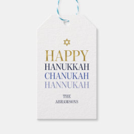 Lycklig Hanukkah Chanukah Helgdag Gift Märkres Presentetikett