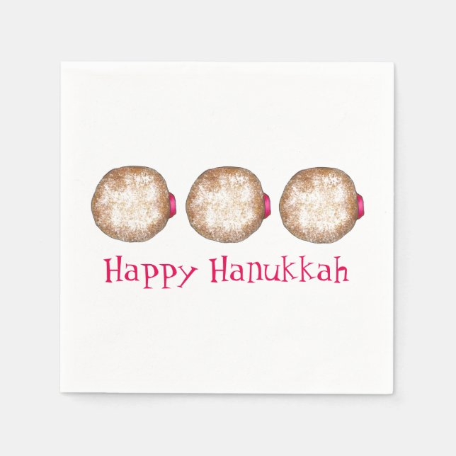 Lycklig Hanukkah Chanukah Jelly Donut Sufganiyah Pappersservett (Framsidan)
