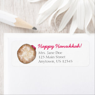 Lycklig Hanukkah Chanukah Jelly Donut Sufganiyah Returadress Etikett