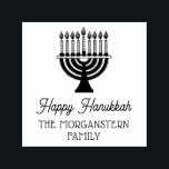 Lycklig Hanukkah Chanukah Lit Menorah Namn Självfärgande Stämpel<br><div class="desc">Lit Hanukkah Chanukah Menorah Namn Returadress ==================</div>