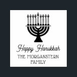 Lycklig Hanukkah Chanukah Lit Menorah Namn Självfärgande Stämpel<br><div class="desc">Lit Hanukkah Chanukah Menorah Namn Returadress ==================</div>