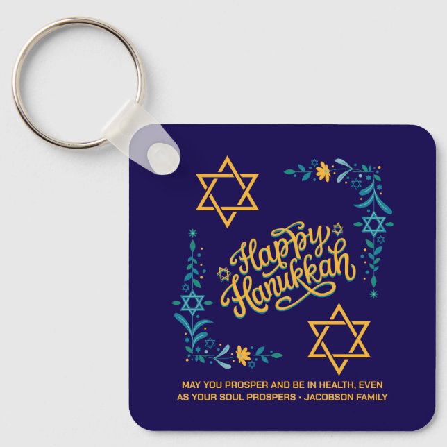 LYCKLIG HANUKKAH Chanukah Nyckelring (Framsida)