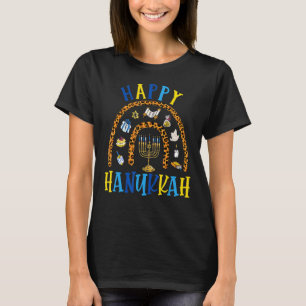 Lycklig Hanukkah Chanukah Rainbow Menorah Jewish H T Shirt