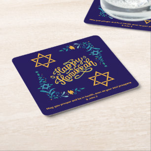 LYCKLIG HANUKKAH Chanukah Underlägg Papper Kvadrat