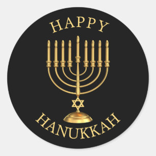 Lycklig Hanukkah Classic Round Sticker Runt Klistermärke