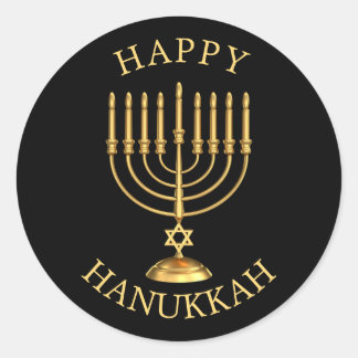 Lycklig Hanukkah Classic Round Sticker Runt Klistermärke