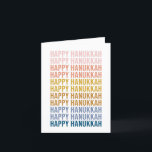 Lycklig Hanukkah Colorful Ord Art Design Helgkort<br><div class="desc">Lycklig Hanukkah i färggrafisk typografisk design. Klicka bara på Anpassa om du vill ändra bakgrunden till färg eller lägga till ytterligare text.</div>