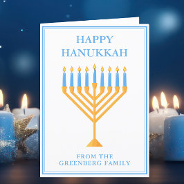 Lycklig Hanukkah Cute Anpassade Menorah Helgkort