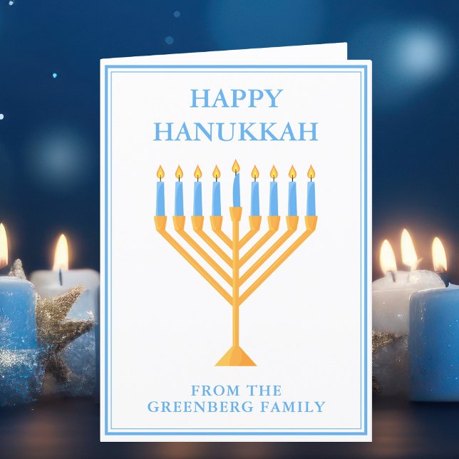 Lycklig Hanukkah Cute Anpassade Menorah Helgkort (Skapare uppladdad)