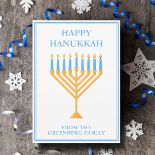 Lycklig Hanukkah Cute Anpassade Menorah Julkort