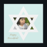 Lycklig Hanukkah Cute Child Photo<br><div class="desc">Elegant Ljusblå bakgrund. Anpassa den med ett favoritfoto och anpassa den med ett personligt meddelande och en personlig signering.</div>