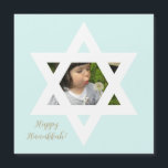 Lycklig Hanukkah Cute Child Photo<br><div class="desc">Elegant Ljusblå bakgrund. Anpassa den med ett favoritfoto och anpassa den med ett personligt meddelande och en personlig signering.</div>