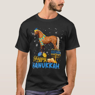 Lycklig Hanukkah Cute Hanukkah Horse Menorah Jewis T Shirt