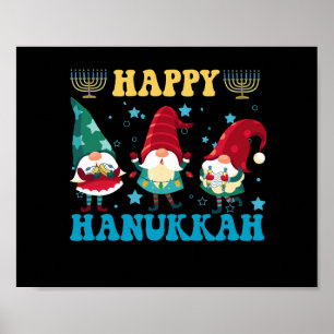 Lycklig Hanukkah Cute Jewish Magic Gnomes Gift Poster