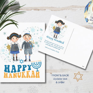 Lycklig Hanukkah Cute Jewish par Helg Vykort