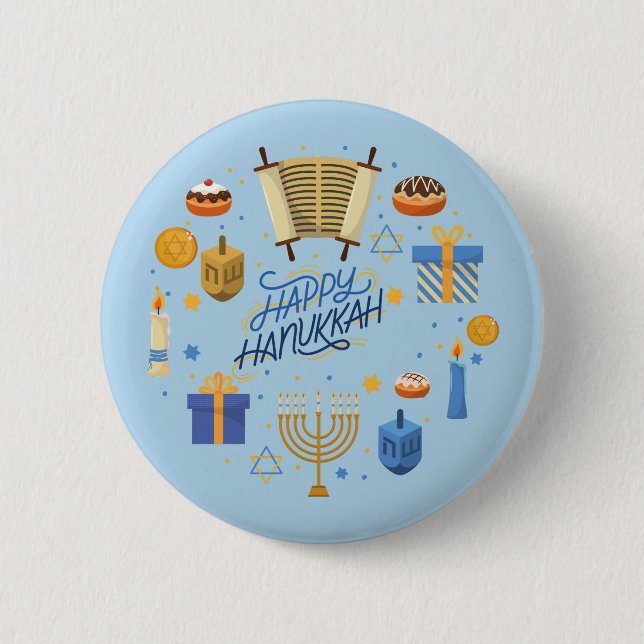 Lycklig Hanukkah Cute Knapp (Framsida)