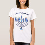 Lycklig Hanukkah Cute Tecknad Menorah Jewish T Shirt<br><div class="desc">Visa världen ditt Hanukkah-pride med en contemporary,  söt judisk t-shirt-design av PopQTstudio. Den här garantin har en lekfull design av en tecknad Menorah som är full av vackra kawaiiljus. En underbar gåva till dina judiska vänner och din familj. Om du vill ha anpassningsbar,  meddela mig på Zazzle</div>