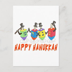 Lycklig Hanukkah Dancing Dreidels Helg Vykort