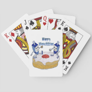 Lycklig Hanukkah Dancing Dreidels Jelly Doughnut Casinokort