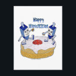 Lycklig Hanukkah Dancing Dreidels Jelly Doughnut Helg Vykort<br><div class="desc">Du visar Lee Hiller Design Collection. Apparatur,  gåvor och samlarföremål Lee Hiller Fotography eller Digital Art Collection. Du kan visa hennes naturfotografi på http://HikeOurPlanet.com/ och följa hennes blogg i Hett Vår nationalpark.</div>