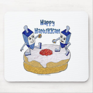 Lycklig Hanukkah Dancing Dreidels Jelly Doughnut Musmatta