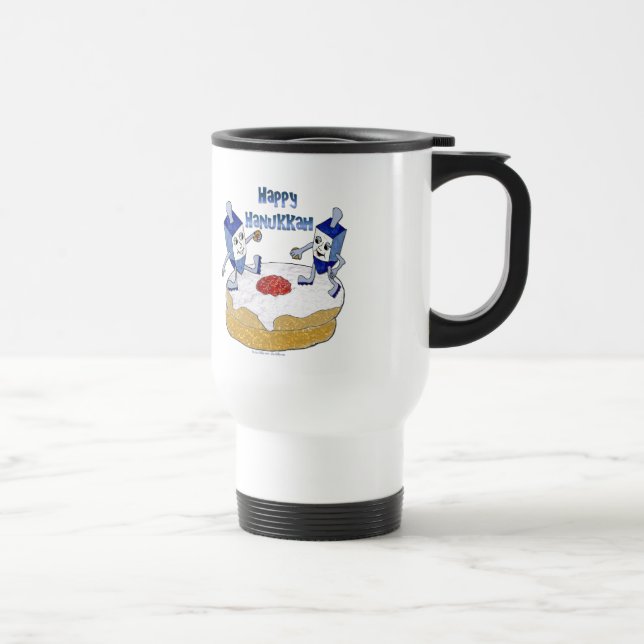 Lycklig Hanukkah Dancing Dreidels Jelly Doughnut Resemugg (Höger)