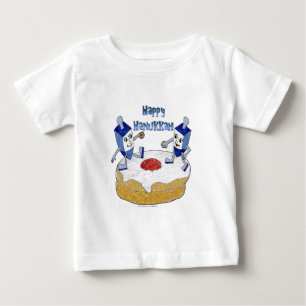 Lycklig Hanukkah Dancing Dreidels Jelly Doughnut Tee Shirt