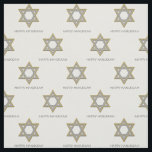 LYCKLIG HANUKKAH| David-Anpassadets stjärna Tyg<br><div class="desc">Elegant LYCKLIG HANUKKAH Fabric visar Faux guld och silver STAR OF DAVID i ett mönster i rutorna. Text är ANPASSADE,  så att du kan ändra det efter behov. Idealisk för Hanukkah firande. Menorah-versionen finns tillgänglig.</div>