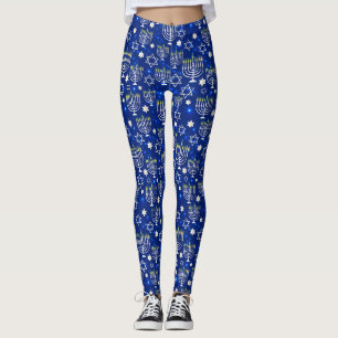 Lycklig Hanukkah, David Menorahs moderna stjärna Leggings