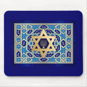 Lycklig Hanukkah! David och Menorah Design Star Musmatta