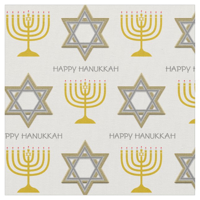 LYCKLIG HANUKKAH | David stjärna | Menorah Tyg (Närbild)