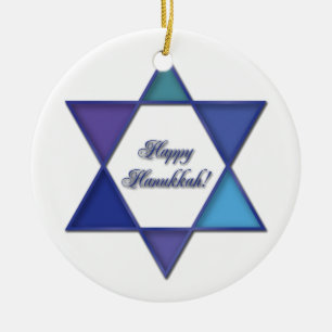 Lycklig Hanukkah davidsstjärnaprydnad Julgransprydnad Keramik
