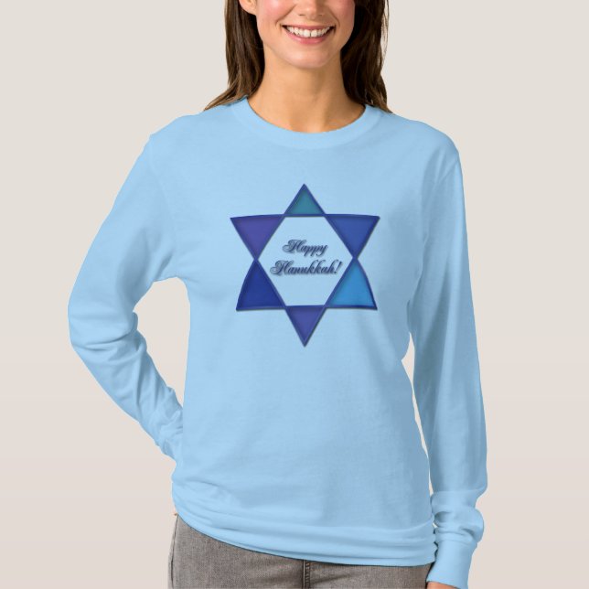 Lycklig Hanukkah davidsstjärnaskjorta T-shirt (Framsida)