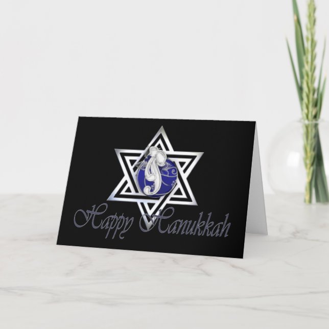 Lycklig Hanukkah Decorated Star of David Card Helgkort (Framsida)