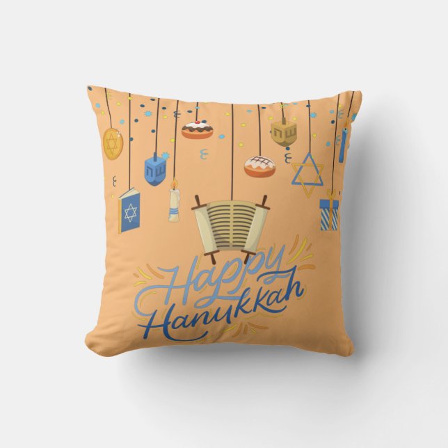 Lycklig Hanukkah Dekorativ kudde (Framsida)