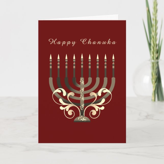 Lycklig Hanukkah dekorativ menorah David Star Kort (Framsida)