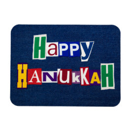 Lycklig Hanukkah Denim Magnet