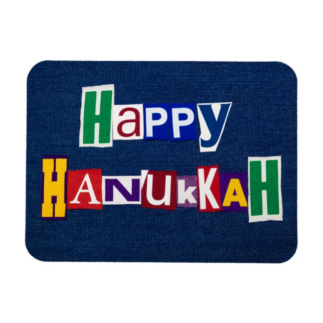 Lycklig Hanukkah Denim Magnet (Horisontell)