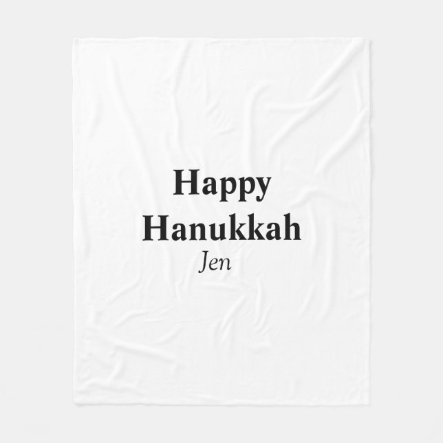 Lycklig Hanukkah din namntextbild redigerbar Fleecefilt (Framsidan)