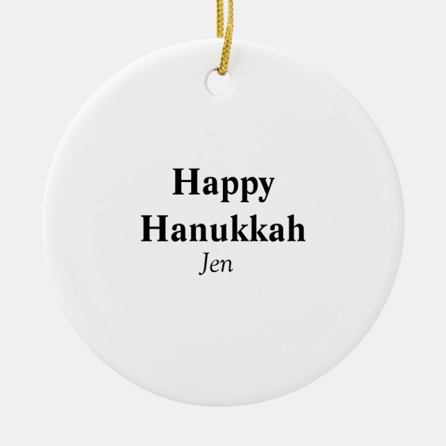 Lycklig Hanukkah din namntextbild redigerbar Julgransprydnad Keramik (Framsidan)