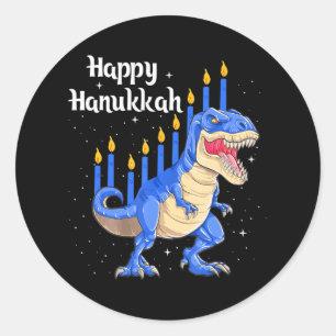 Lycklig Hanukkah Dinosaur Chanukkah jul Runt Klistermärke