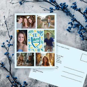 LYCKLIG HANUKKAH Doodle ANPASSNINGSBAR 6 PHOTO Hel Vykort
