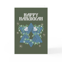 Lycklig Hanukkah Doves of Peace Star of David