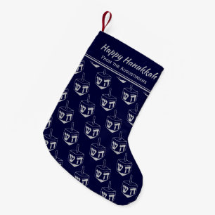 LYCKLIG HANUKKAH Dreidel Customized MÖRK BLÅTT Liten Julstrumpa