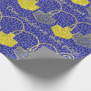 "Lycklig Hanukkah Dreidel Pinjul" Wrapping Papprar Presentpapper
