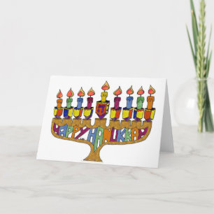 Lycklig Hanukkah Dreidels menora Helgkort