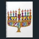 Lycklig Hanukkah Dreidels Menorah Anteckningsbok<br><div class="desc">Du visar Lee Hiller Design Collection. Apparatur, gåvor och samlarföremål Lee Hiller Photography eller Digital Art Collection. Du kan visa hennes naturfotografi på http://HikeOurPlanet.com/ och följa hennes vandrande blogg i Hett Vår nationalpark.</div>