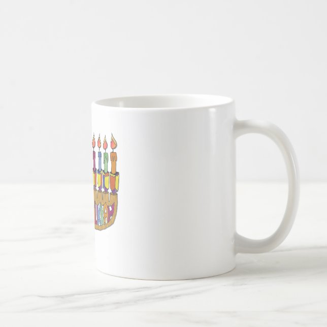 Lycklig Hanukkah Dreidels Menorah Kaffemugg (Höger)
